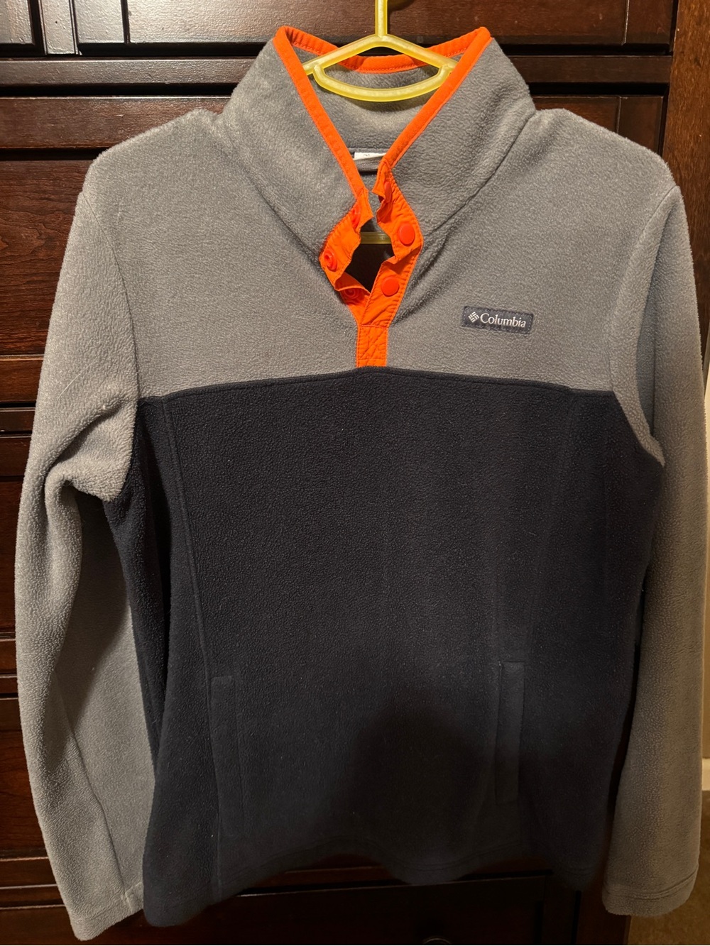 Columbia  Boys Gray & Black Fleece Pullover with Orange Trim